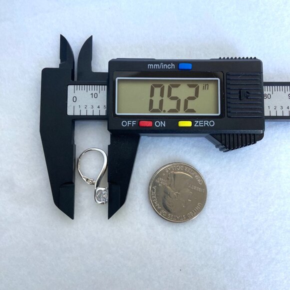 Sterling Silver 925 Round Cubic Zirconia Vermeil Two-tone Leverback Earrings - Picture 16 of 16